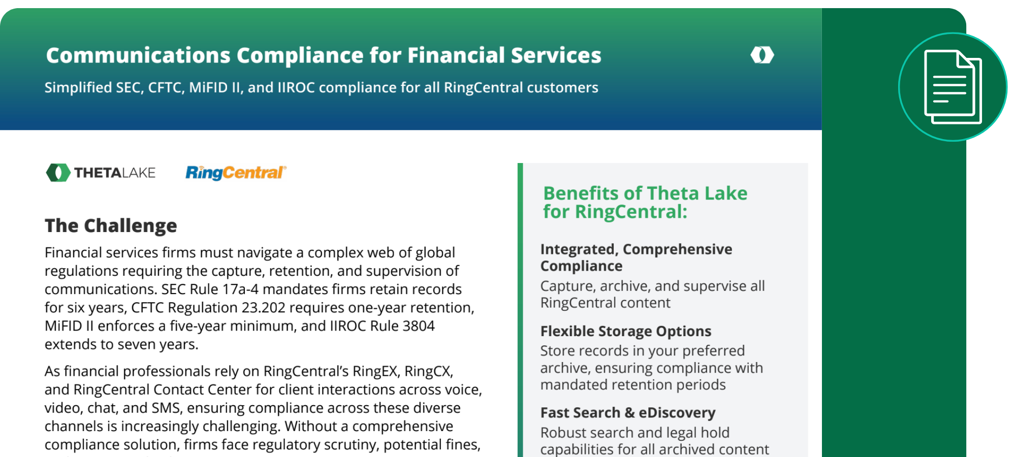 ThetaLake RingCentral FinancialServices
