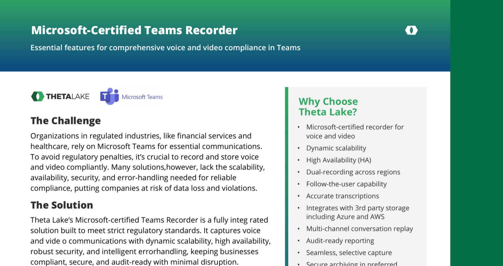 ThetaLake SolutionOverview MicrosoftCertified TeamsRecorder
